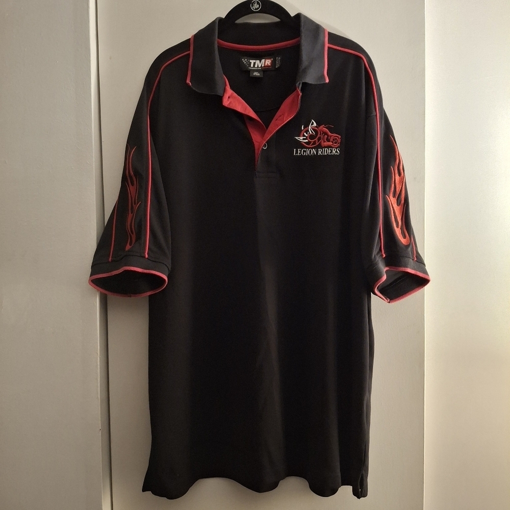 TMR Legion Riders Men's Red and Black Performance Polo Shirt
